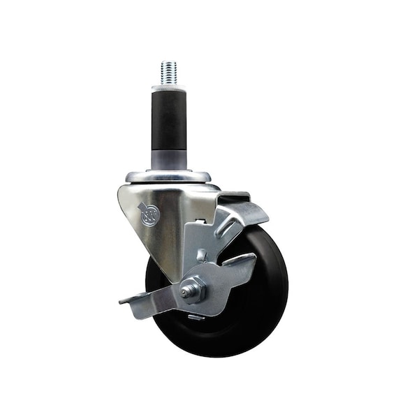 Service Caster 3.5'' Soft Rubber Swivel 1-1/8'' Expanding Stem Caster with Brake SCC-EX20S3514-SRS-TLB-118 - main